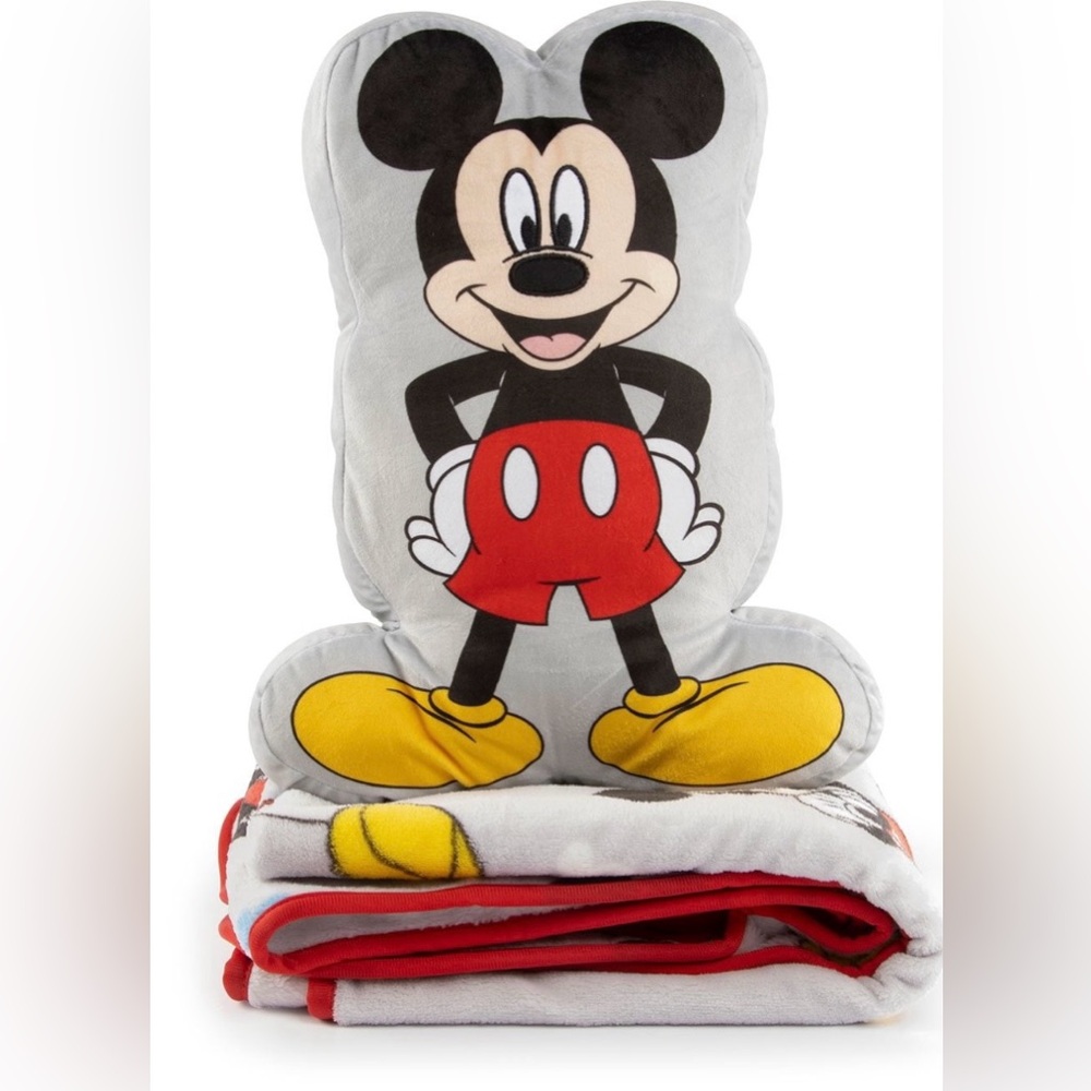 Mickey Mouse Plush Bedding Throw & Pillow in Red, Yellow, Black